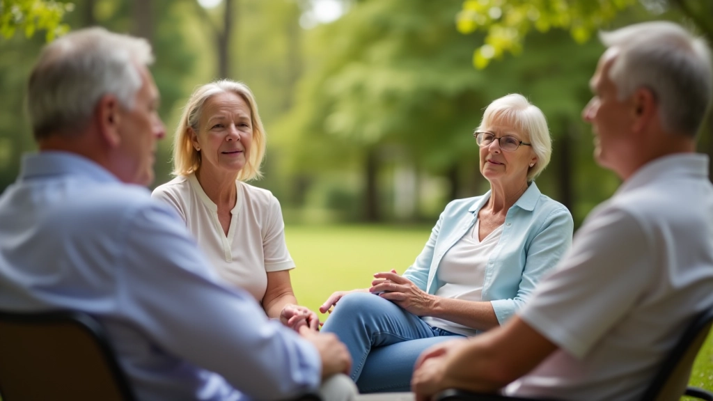 Pessoas conversando em roda ao ar livre, gestos abertos e atentos