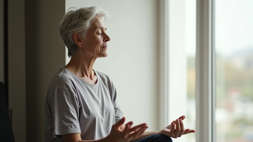 Pessoa madura em momento reflexivo junto à janela, expressão contemplativa